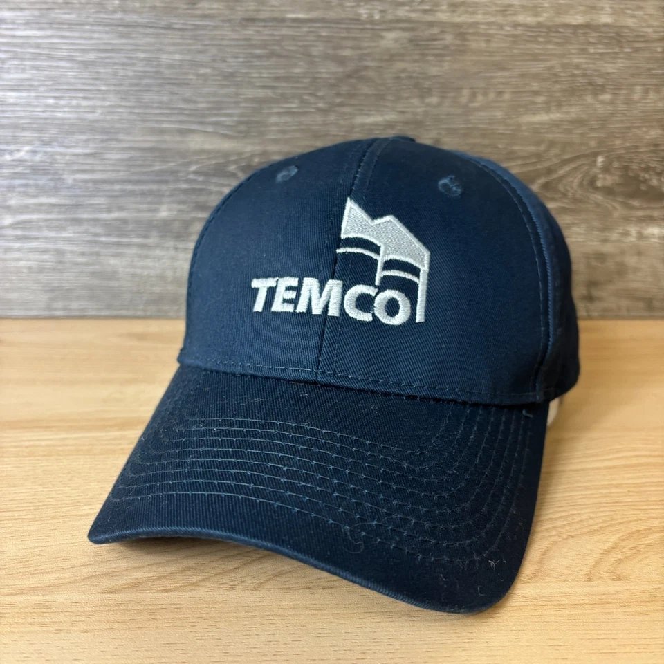 Gorra Temco Correa Trasera Azul Marino Bordado Logo Ajustable Foto 3 de 4