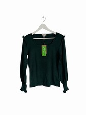 Monsoon Serena Green Jumper Knitted Frill Square Neck RRP  39 Size M 12