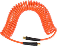 1/4 Inch X 25 Ft PU Air Hose Polyurethane Recoil Air Hose, 1/4 MNPT Swivel Bra