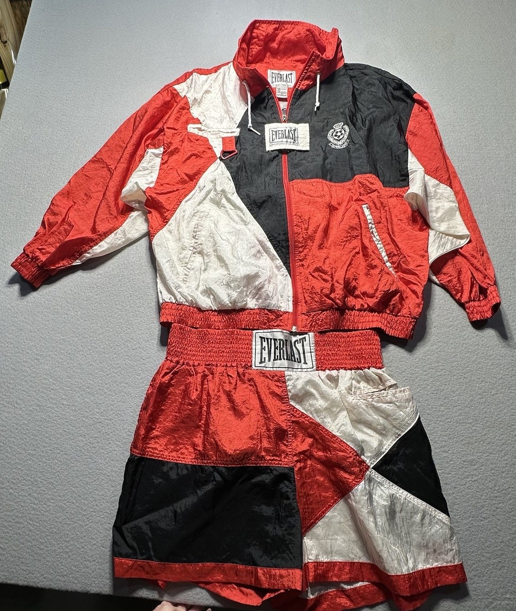 BOXING マルコ・アントニオ・バレラ EVERLASTスタッフジャージ上下 Vintage Everlast Youth XL Boxing Warm Up Set Red Black Nylon