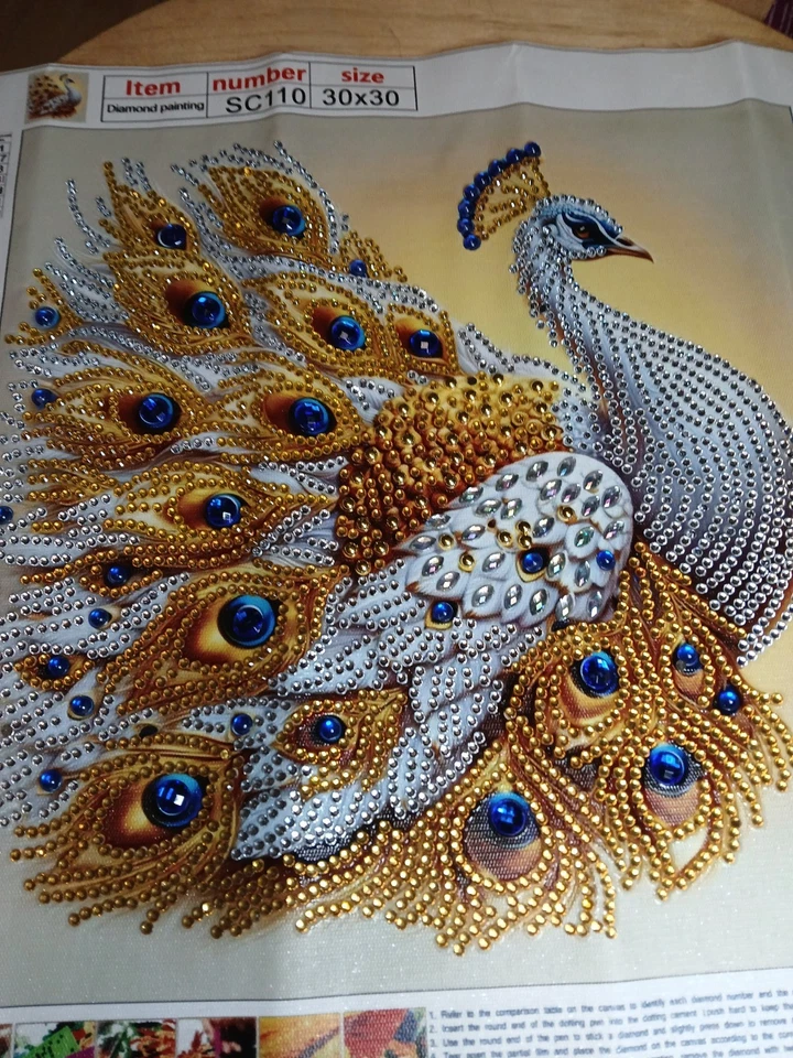 Diamond painting * Fertiges Bild * Pfau* 30 X 30 - Bild 1 von 4