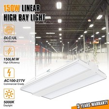 LED Linear High Bay Light 150W Commercial Warehouse Shop Lighting Fixture 5000K