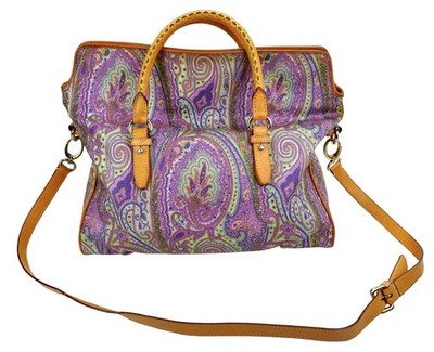 Authentic ETRO Pink Paisley Leather Hobo Tote Bag w/ Crossbody Strap Italy