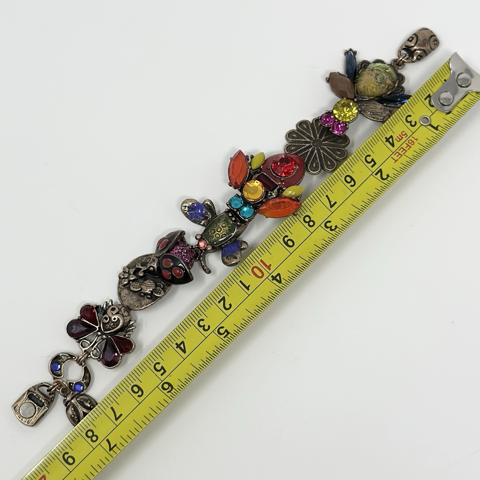 Vintage Chico’s Statement Bug Insect Colorful Ena… - image 10