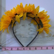 Vibrant Yellow Artificial Sunflower Crown Headband Bohemian Festival Hair Accent