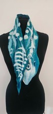 Oceanic blues wool and silk nuno felt scarf h...