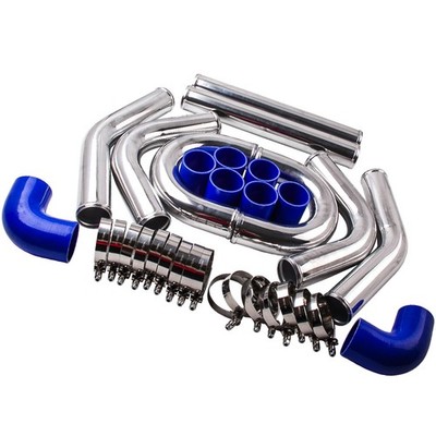2.5'' Intercooler Pipe Piping Tube Duct Kit+ Bent Pipe Coupler Blue