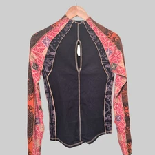 FREE PEOPLE Thermal Top- Waffle Knit-Black Motif-High Neck-Size XS-BNWT-RRP £108