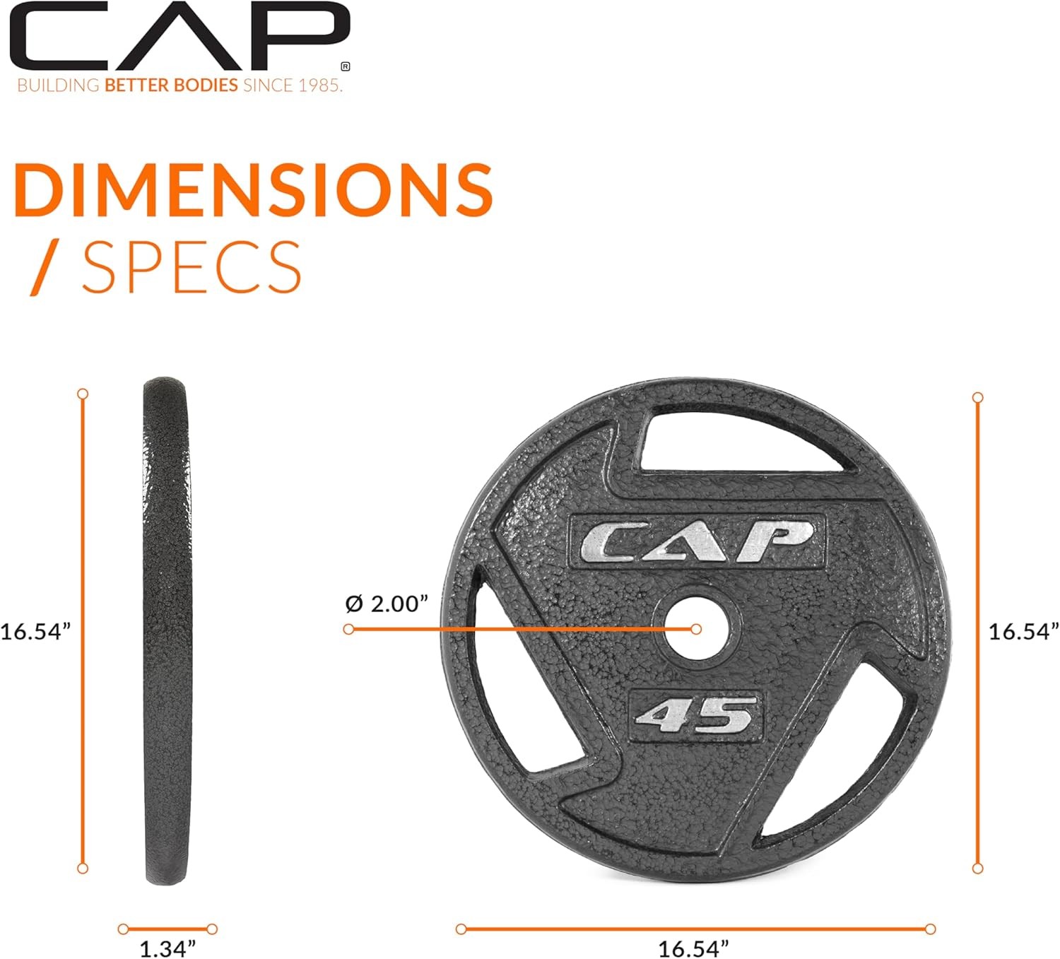 CAP Barbell 2-Inch Olympic Weight Plate | 45 lb - Single, 45 LB Single Black 