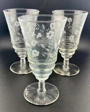 Vintage 1947 Halifax Libbey Rock Sharpe Etched Iced Tea Glasses Set of 3