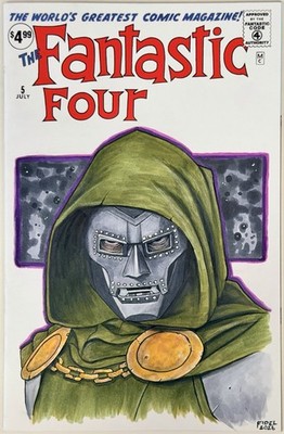 Fantastic Four 5 Sketch Variant - Signed + Original Doom Art by Erik Fidel w/COA