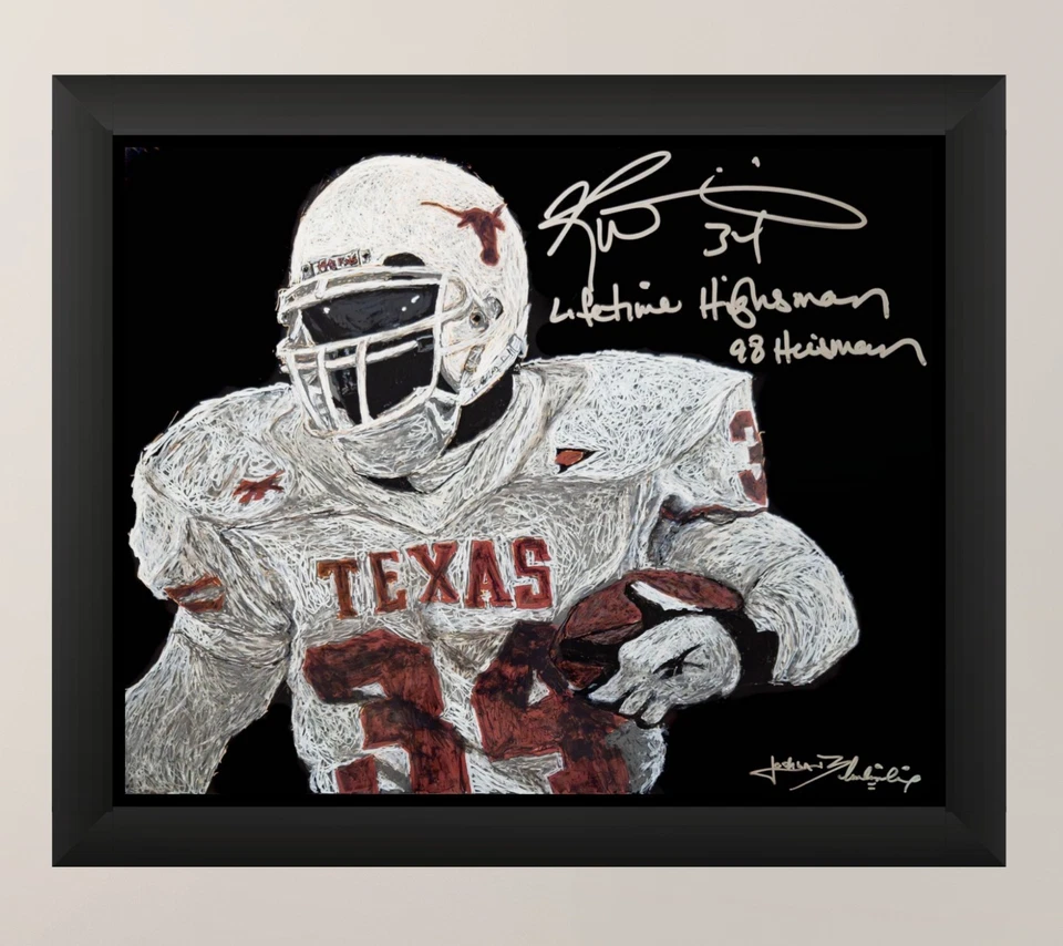 Pintura al óleo original 16x20 firmada por Ricky Williams 2x inscripción JSA 1/1 Foto 2 de 4