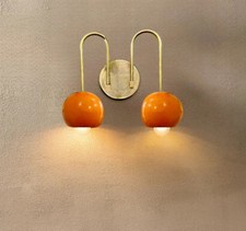 2 LIGHT MID-CENTURY-MODERN WALL FIXTURE BRASS...
