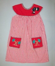 Old Vtg Ca 1950s Home Made Pinafore Apron Dress W/ Applique Black Womans Head