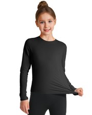 Girls Long Sleeve Athletic Shirts Kids Quick Dry Lightweight Yoga Tops for Sp...