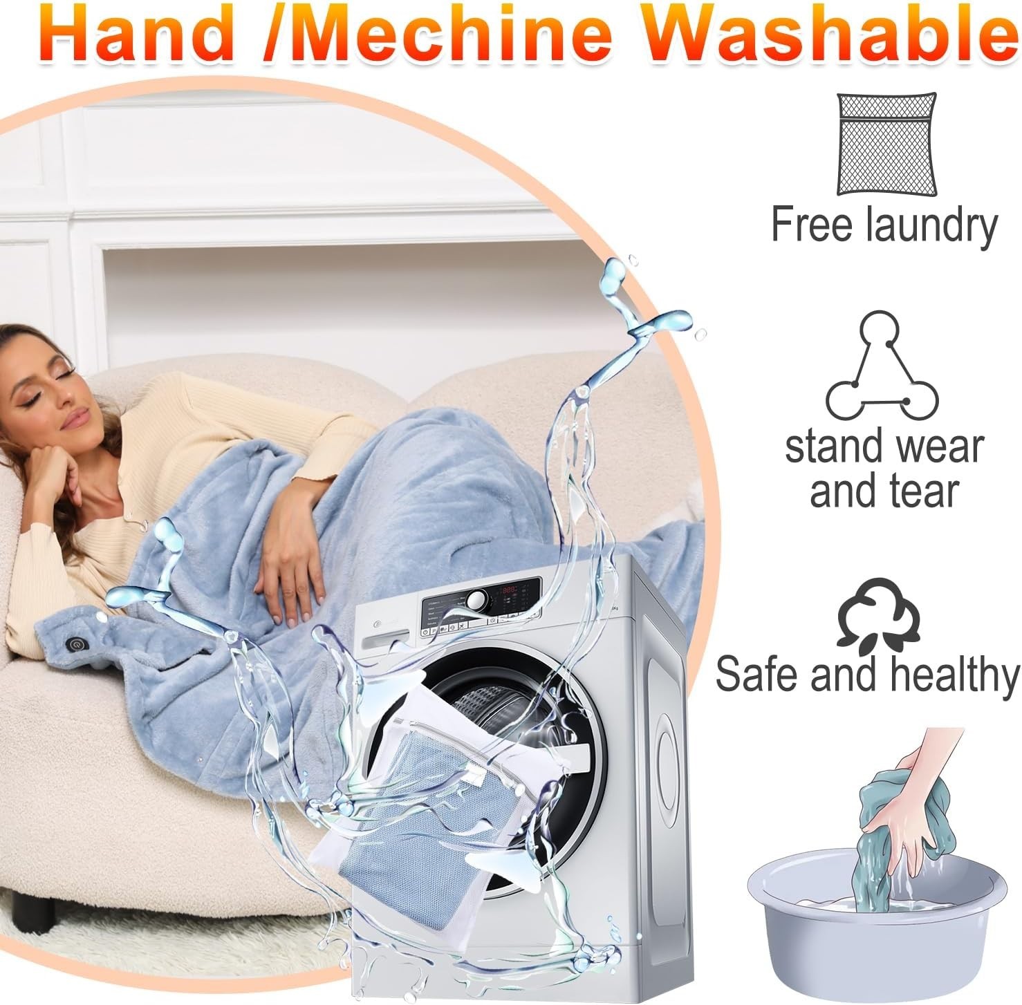 "Heated Blanket Electric Throw - USB Battery Power Operated Heating Blanket for