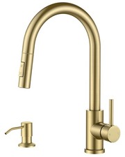 Gold Kitchen Faucet with Pull Down Sprayer, Modern Single Hole Kitchen Sink F...