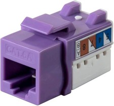  5 pcs. Monoprice Cat6A 90  Unshielded Punch Down Keystone Jack, Purple, 5-pack