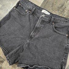 Abercrombie Fitch The Dad Short High Rise Washed Black Denim Shorts Size 31 12