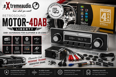 Retrosound MOTOR-4DAB Design Liberty DAB+ Car Radio Set for Classic Cars...
