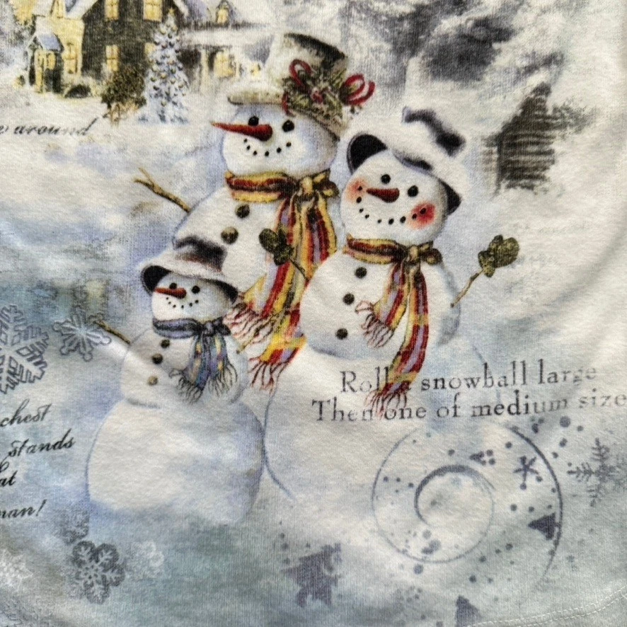 Camisa Cactus Y2K Embellecida El Muñeco de Nieve Estampado de Invierno Manga 3/4, Azul, M Foto 3 de 4