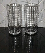 Pasabache S/2 Crystal Glass Scotch Block Optic 8oz Juice Glass/Tumbler • Turkey