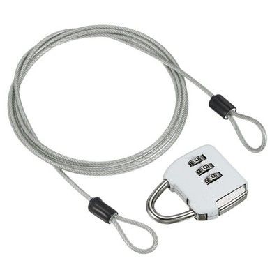 1Set 3Digit Combination Padlock Steel Security Cable 4.9ft Lock Clear