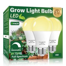3 Pack Full Spectrum Grow Light Bulbs,A19 Grow Lights for Indoor Plants,Dimma...