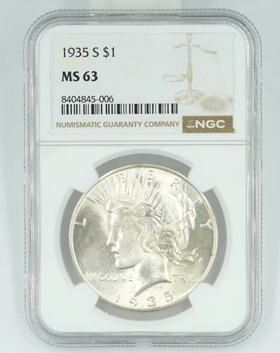 1935-S NGC MS63 Peace Dollar
