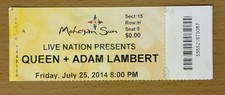 2014 QUEEN & ADAM LAMBERT MOHEGAN SUN CT CONCERT TICKET STUB BRIAN MAY