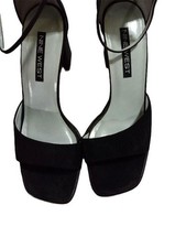 Nine West Black Fabric High Heel Open Toe Sandal Made in Brazil Size 8.5M