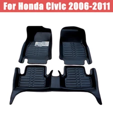 For Honda Civic 2006-2011 Car Floor Mats Front&Rear Liner Leather Waterproof Mat