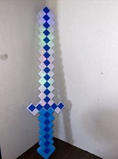 Minecraft Blue Diamond Enchanted Light Up Plastic 24" Inch Toy Sword Tested