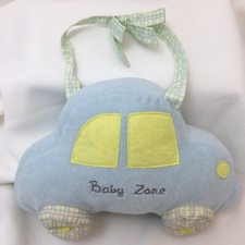 Baby Zone Blue Car Yellow Soft Hanging Crib Infant Russ Plush 8" Toy Lovey