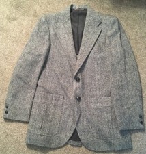 Mens Harris Tweed Ultra Sport Coat, Size M Made In USA
