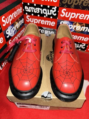 Supreme ×Dr.Martens Spiderweb 3-Eye Shoe Supreme x Dr Martens Spiderweb Red 3-Eye Shoes 1461 Web Supreme