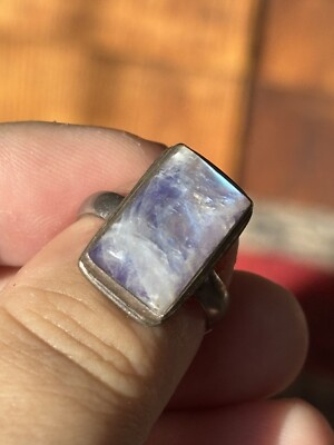 Magical Moonstone Blue Fire Psychic Powers  Silver Ring Witch Heirloom size 7