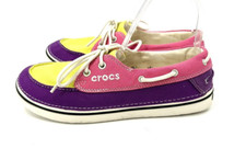 Crocs Hover Boat Shoes Womens Size 9 Multi Color Canvas Lace Up Colorful Slip On