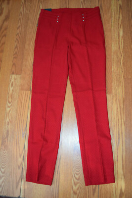 NWT RAFAELLA Ruby Red Textured Comfort Stretch Dressy Slim Leg Pull On Pants 18