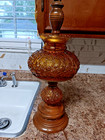 Vintage Fenton Table LAMP Daisy Button amber    — photo 6