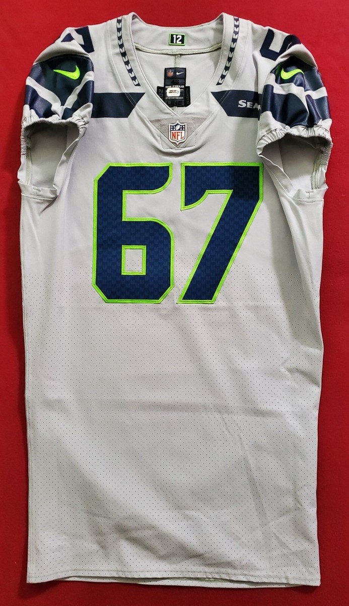 Seattle Seahawks Blank #67 Team-Issued Alternate Jersey with COA