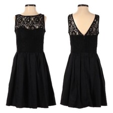 Aqua Lace Black LBD Cocktail Fit & Flare Lurex Sleeveless Dress Size 0