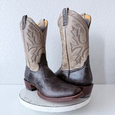 Rod Patrick Mens Cowboy Boots Mocha Antique Bison Leather Blunt Toe Size 14.5A