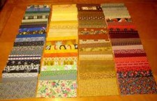 88 squares 6 x 6 quilter fabric cotton red blue green earth prints bundle lot BJ