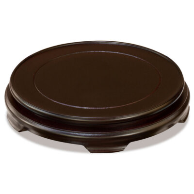 US Seller - 9 Inch Dark Brown Round Chinese Wooden Stand