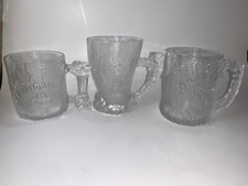 Flinstone Glass Mugs lot of 3 1993 Vintage Made In USA 2 Made In France