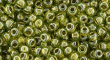 8/0, Toho Seed Beads, 991, Gold-Lined PERIDOT 10 grams, TR-08-991