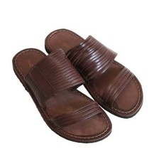 Sandali donna bassi ciabatte in VERO CUOIO artigianali stile Tenerife Marrone