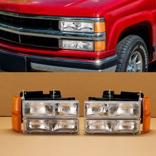 Pair Of Headlights Bumper Lamps For 94-98 Chevy Silverado C10 Ck 1500 2500 3500 Pair Of Headlights Bumper Lamps For 94-98 Chevy Silverado C10 Ck 1500 2500 3500