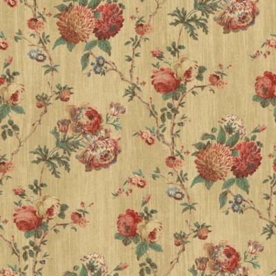 Wallpaper Designer Large Floral Red Blue Teal Pink on Brown  ,60 sq ft bolt
